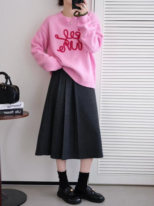 字母线条樱花粉显白温柔好心情毛衣 商品图6