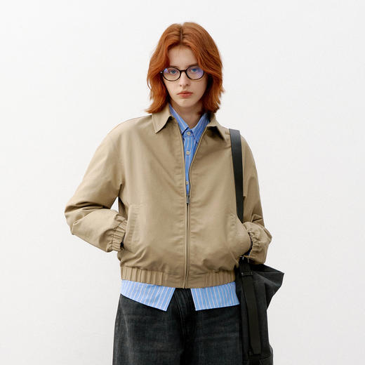 714street美式复古GeekChic撞色夹克2026春季高密双股纯棉外套女 商品图1