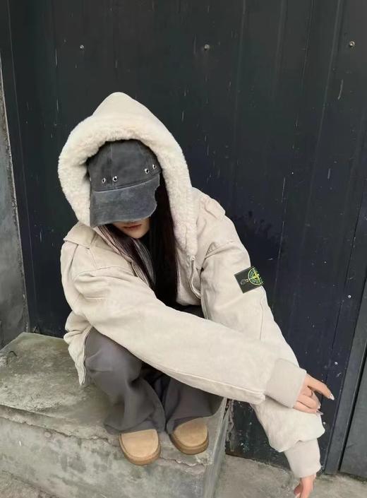 D110738冬季单品水貂绒内里解构连帽棉衣男女同款 商品图4