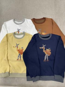 D110796日系25秋冬季新品火烈鸟拼接时尚加绒显瘦百搭卫衣