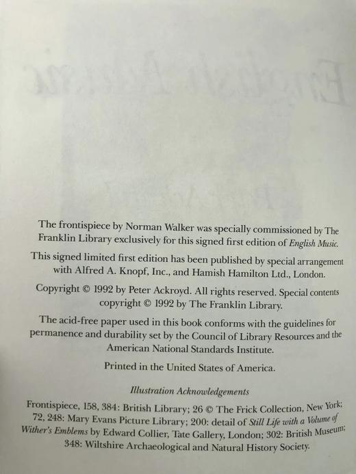 签名首版！阿克罗伊德《英国音乐》 富兰克林图书馆豪华仿皮本 商品图6