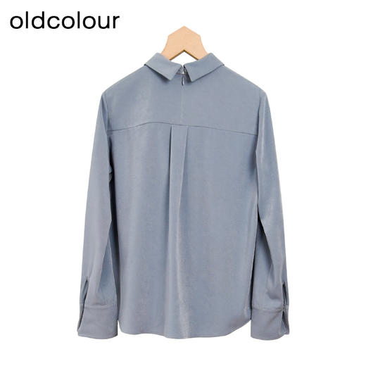 oldcolour冬季新品纯色方领时尚通勤长袖套头衬衫女P420104A1 商品图1