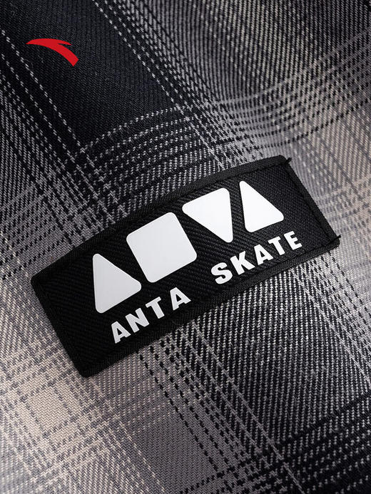 安踏滑板系列街头潮流休闲情侣同款格纹两面穿新款格纹外套172548602 YY892黑色色组-3 商品图8