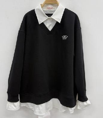 NC撞色翻领假两件长袖卫衣50702（黑）秋季253012670321 商品图0