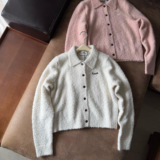 D110793时髦气质软糯翻领女士刺绣短款开衫针织衫 商品图1