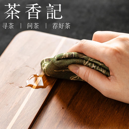 茶香记茶壶盖碗保护方巾麂皮绒防磕碰魔术贴绿色花鸟敦煌飞天梅竹26*26cm实用百搭防磕碰 商品图3
