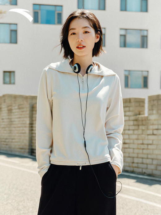 安踏女士优可丝加绒翻领长袖卫衣162547402 商品图1