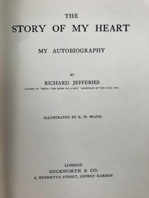 1912年 理查德·杰弗里斯自传《我心灵的故事》 8幅彩色手工贴图 漆布精装大32开 商品图4