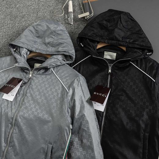 D110723秋冬新款满印字母织带薄棉拉链连帽夹克外套 商品图2