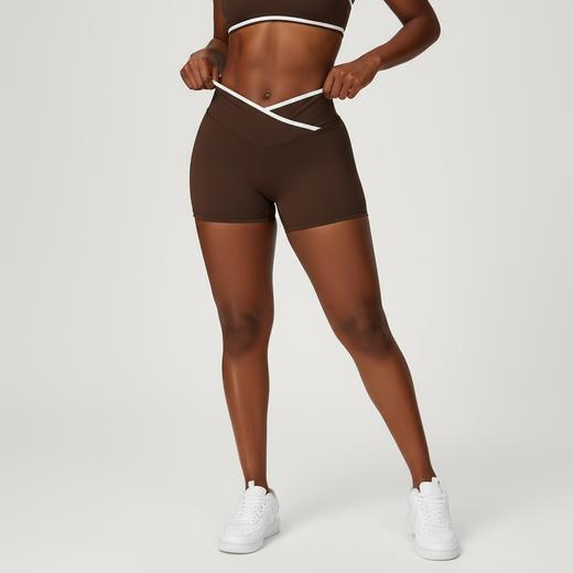 跃牌【安琪拉系列】交叉高腰瑜伽短裤紧身裸感蜜桃提臀运动短裤女三分健身裤DK3501 商品图1