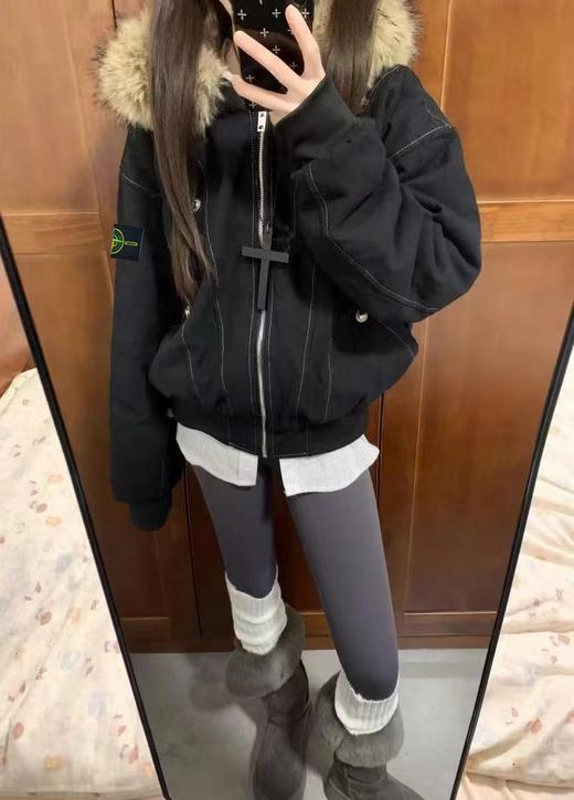 D110756早冬可拆卸大毛领座山雕棉服外套 商品图6