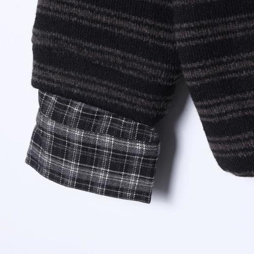 WY1299SDSA男士秋冬新款痞帅男装潮牌撞色条纹半拉链拼接翻领毛衣百搭 商品图4