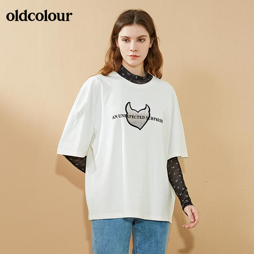 oldcolour春秋季商场同款白色通勤百搭气质长袖T恤女N32023242 商品图2