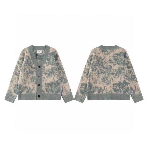 D110752谁穿谁好看百搭不挑人青花瓷渲染开衫毛衣 商品图0