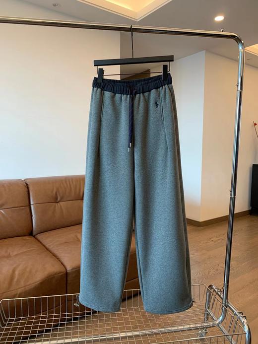 D110794小马刺绣拼色直筒微宽松加绒休闲运动裤 商品图6