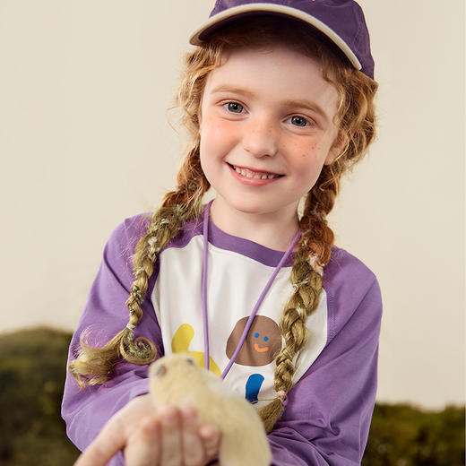 [吸湿速干]迷你巴拉男女童长袖T恤秋凉感抑菌宽松插肩袖上衣 商品图4