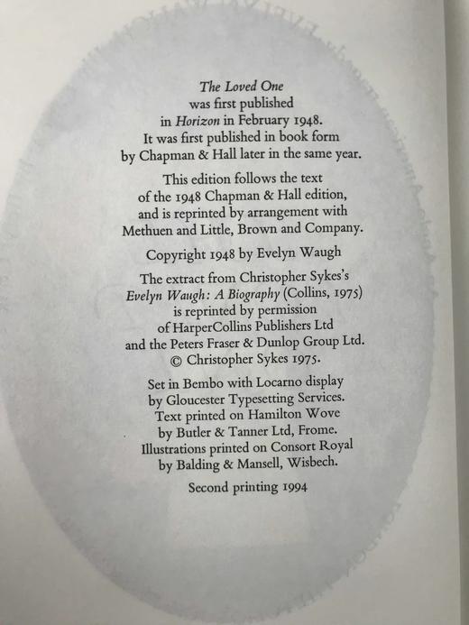 伊夫林·沃《心爱的人》 配彩色插图 弗里欧书社函装本 商品图4