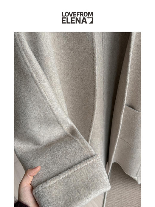 羊绒羊毛混纺 中长款 系带大衣 商品图1