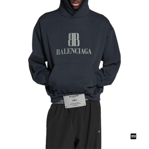 D110791棉质落肩Logo徽标双B标语连帽卫衣男女同款 商品图4