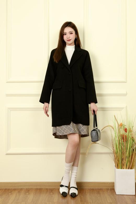 ELLA JADE 黑色宽松款呢子大衣外套 17827 商品图1