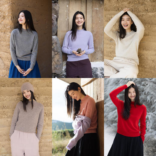 特绽放747朵/调色盘·多色半高圆领宽松显瘦毛衣女打底套头针织衫 商品图1