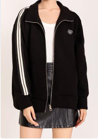 【乘风破浪的姐姐延展款】男女同款空气层美式复古装饰织带卫衣 商品图0