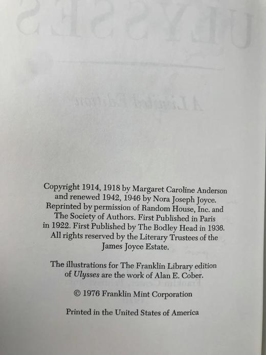 乔伊斯《尤利西斯》（1976）配插图 富兰克林图书馆豪华皮装本 商品图3