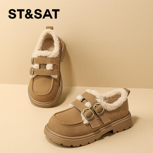 【童鞋】星期六加绒英伦风泰迪毛绒女童小皮鞋SSD419DL0R 商品图1