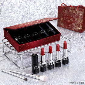 【全球购*原装礼盒礼袋】「可溯源」Dior迪奥口红烈艳蓝金唇膏新色丝绒哑光节日限量礼物送女友限定5支装礼盒『色号：#999哑光#720丝绒#772哑光#951哑光#735哑光』