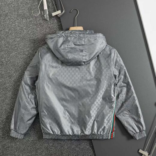 D110723秋冬新款满印字母织带薄棉拉链连帽夹克外套 商品图5