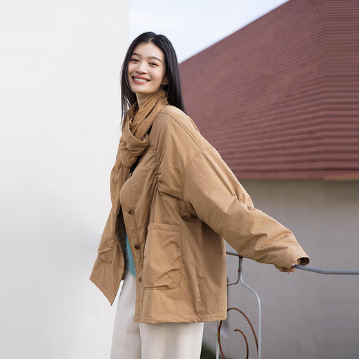 绽放536朵/奔放·不规则设计感抽褶中长款棉服女冬一手长加厚棉衣 商品图2