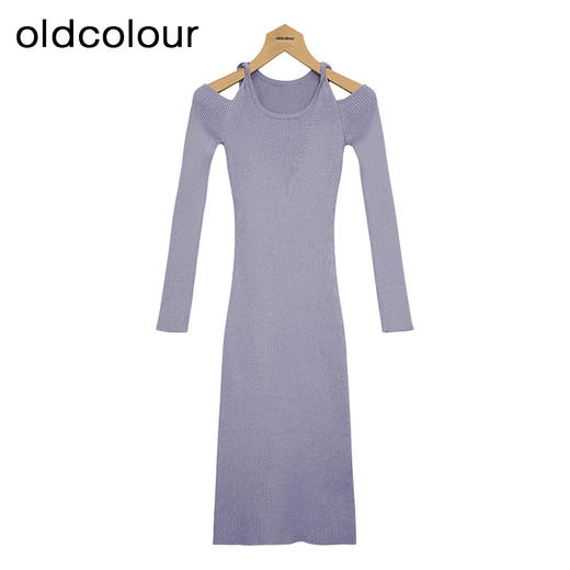 oldcolour针织连衣裙冬季新款修身简约气质打底长裙女O43103198 商品图2