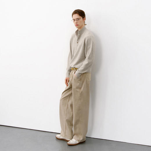 714street亲肤糯米绒半开领毛衣2026春季立领毛衫宽松高弹针织衫 商品图3