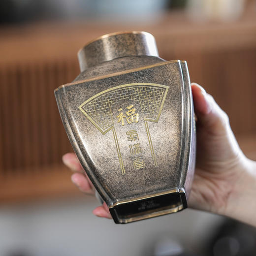 斑锡龙聚瑞茶仓手工锡罐纯锡茶叶罐密封储茶罐高档 商品图3