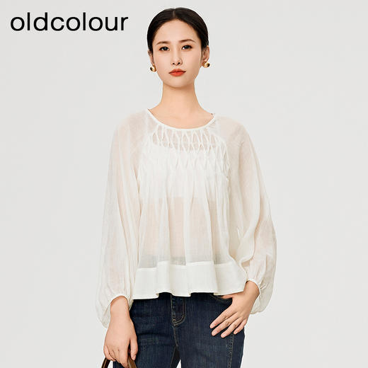 oldcolour初夏新款设计感气质百搭宽松短款长袖衬衫女HQ220108A1 商品图0