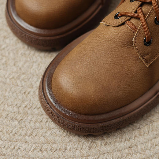 Ech&yolo系带经典款圆头牛皮拼接马丁靴HBP-3827 商品图6