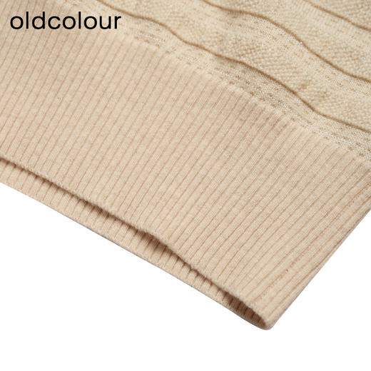 oldcolour冬季新品V领时尚保暖复古条纹毛织短外套女P410514A1 商品图4