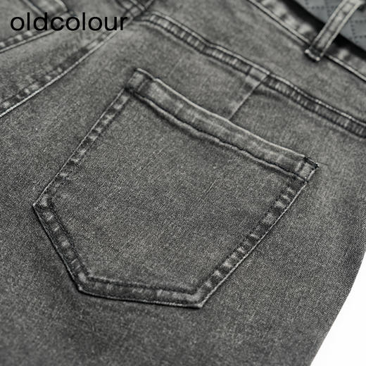 oldcolour欧珂夏季黑色简约时尚休闲日常水洗牛仔长裤女N21113119A 商品图4