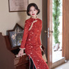 麂皮绒暗花长款少女款旗袍，时尚改良年轻款日常旗袍裙GX-3125233 商品缩略图2