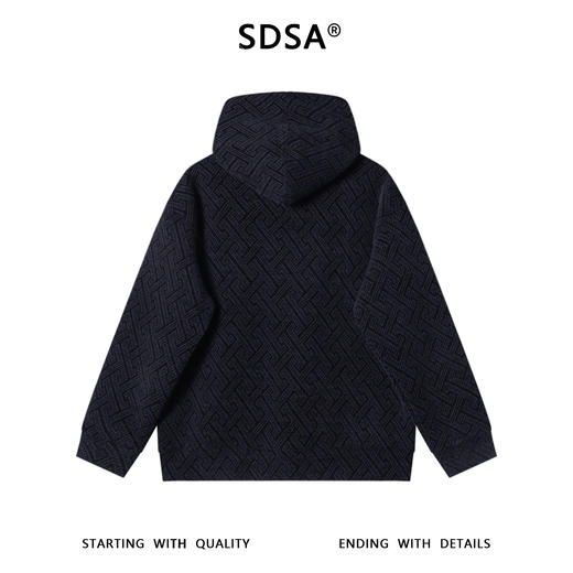 WY1279SDSA男士秋冬新款痞帅男装潮牌撞色提花字母抽绳连帽卫衣百搭宽松 商品图5