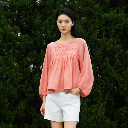 oldcolour初夏新款设计感气质百搭宽松短款长袖衬衫女HQ220108A1 商品图1