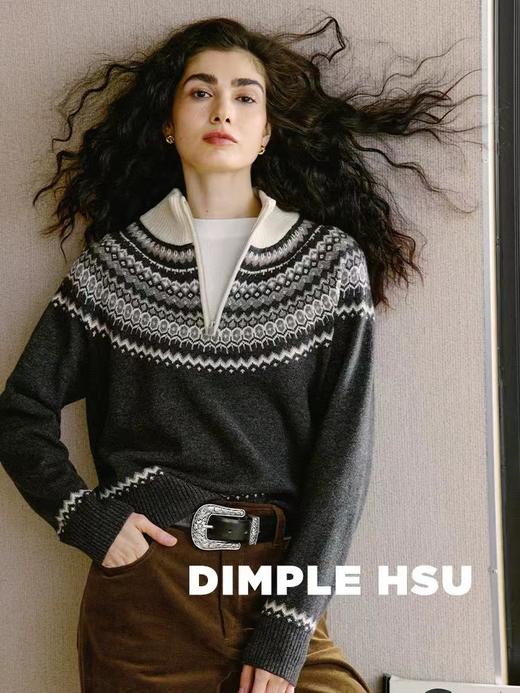 D110795秋冬新款羊毛混纺套头针织提花费尔岛毛衣 商品图5