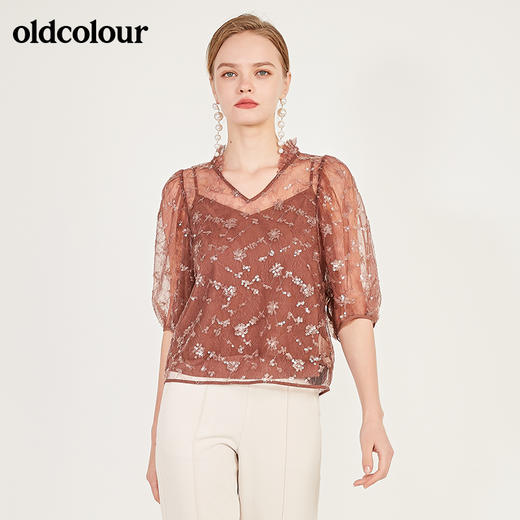 oldcolour春季设计感小众气质中袖套头衫女N13012325 商品图4