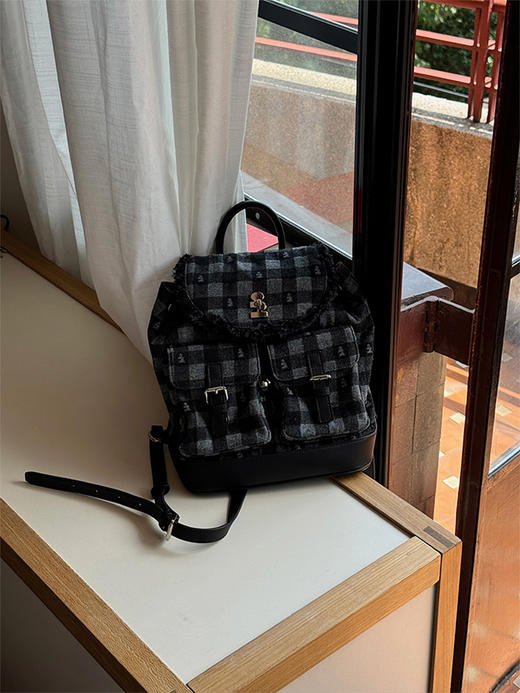 Tagi 格纹想象牛仔束口双肩包 商品图4