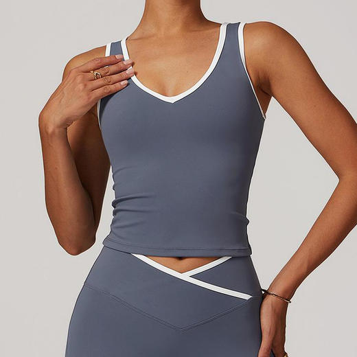 跃牌【安琪拉系列】新款裸感瑜伽背心撞色镂空美背健身服高级女跑步运动内衣BX2502 商品图2