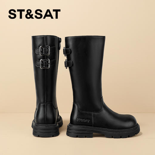 【童鞋】星期六加绒保暖时尚双扣女童长靴SSD4199L0U 商品图4