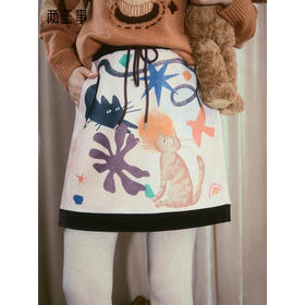 两三事 云纱写意 2025冬季新款复古印花抽绳绑带高腰短裙半身裙