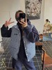D110713蓝色格纹无袖高领马甲背心棉服男女情侣可穿 商品缩略图0