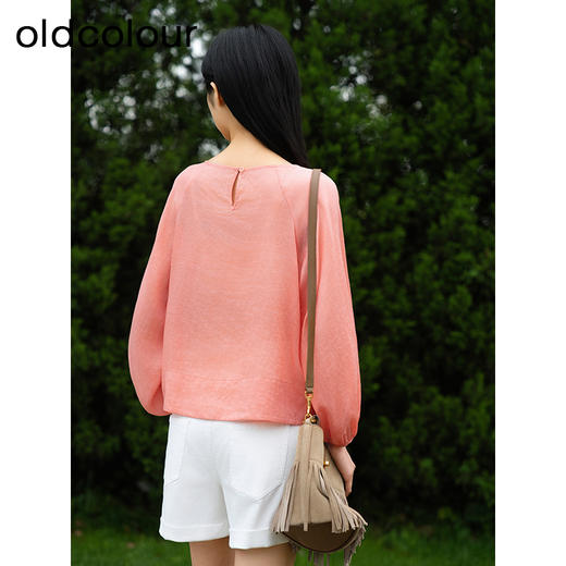 oldcolour初夏新款设计感气质百搭宽松短款长袖衬衫女HQ220108A1 商品图4