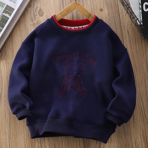 110-170加厚！加绒卫衣刺绣假两件秋冬保暖卫衣 小立领 商品图3